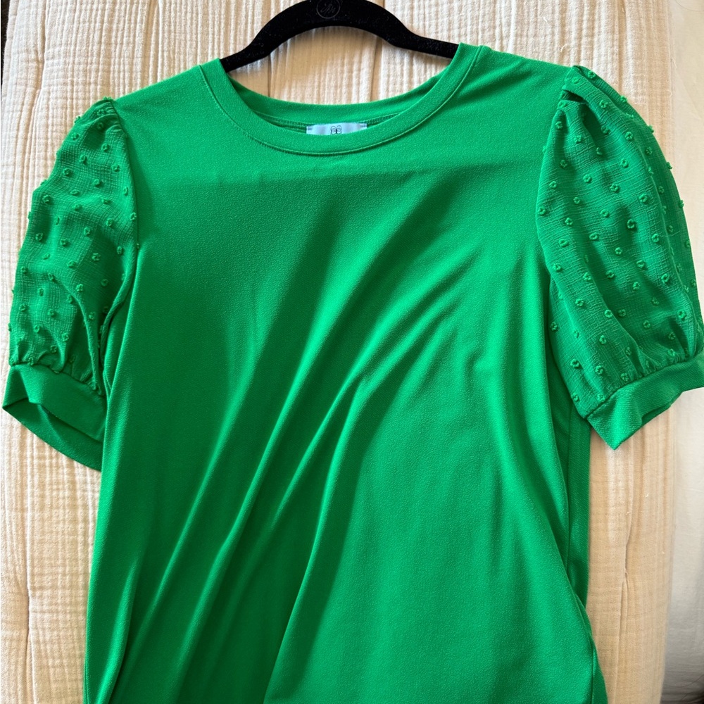 Green Puff Sleeve Top